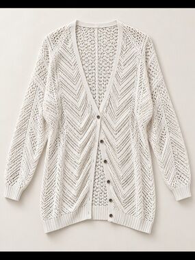 torrid Ivory Open-Knit Button Cardigan